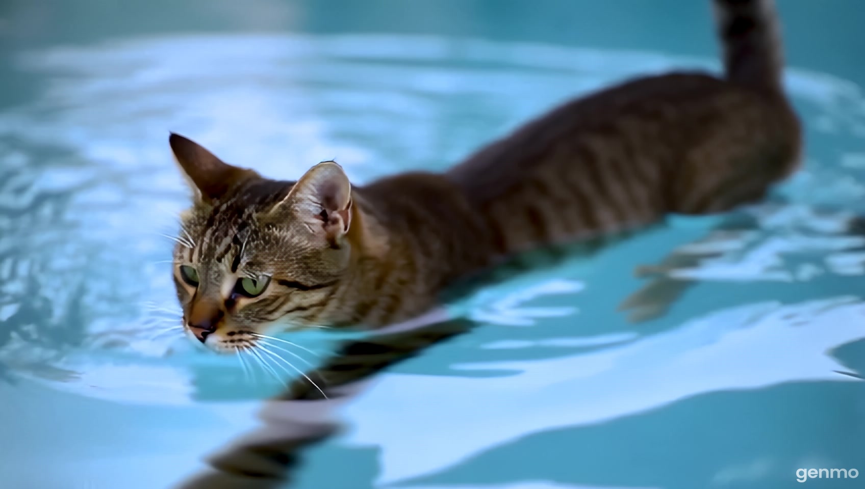 Cat swiming slow