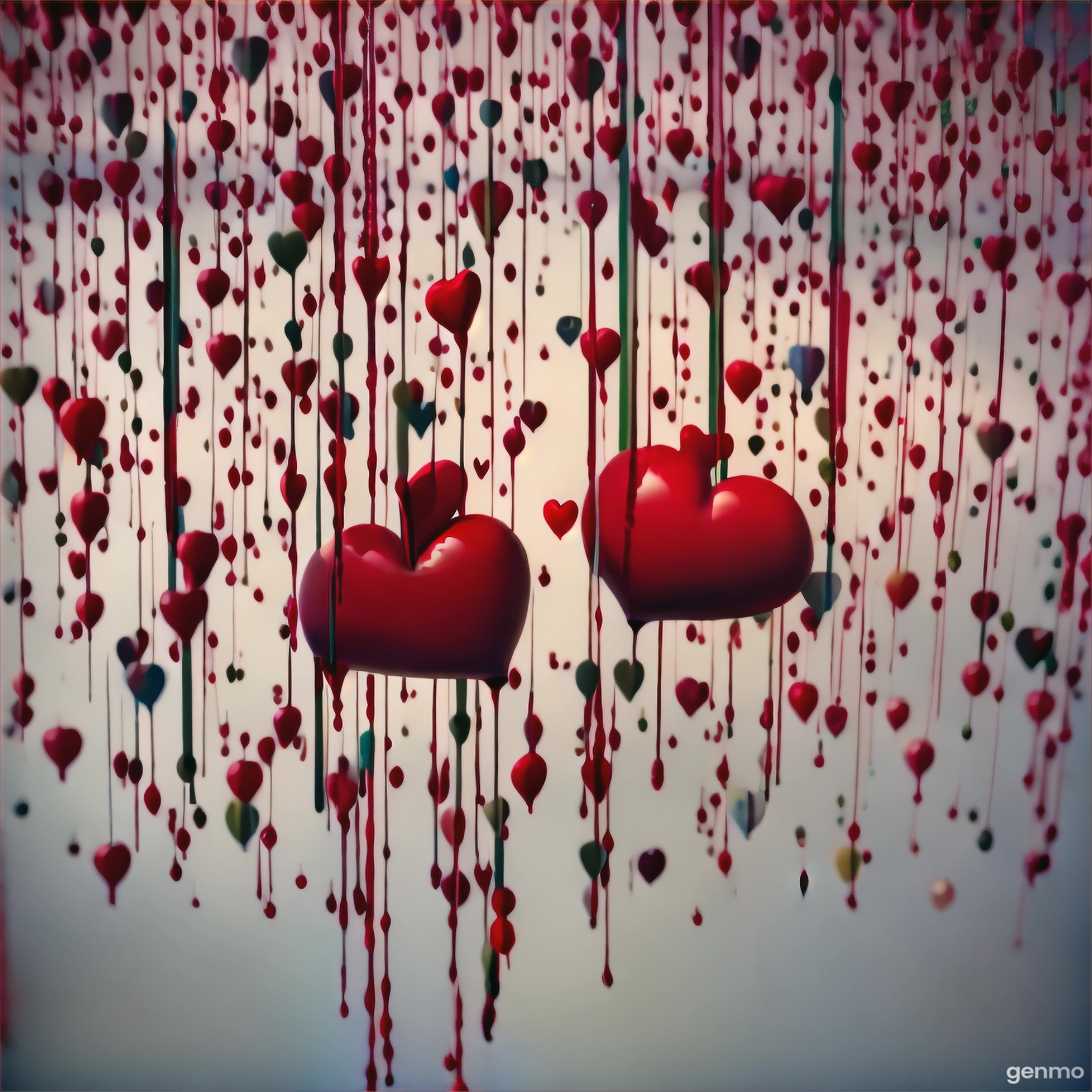 a red heart with blood dripping down it