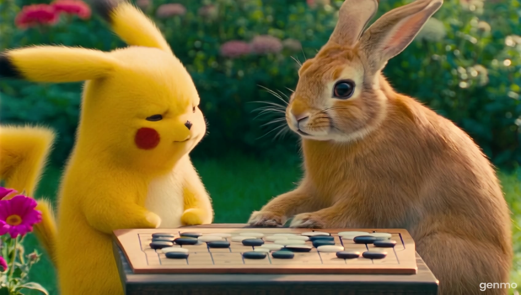 pikachu play go with rabbit