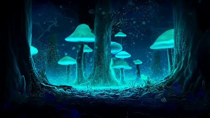The Bioluminescent Shroomwood Sanctuary
A dense, ancient forest teeming with colossal, hollowed-out mushrooms stretches endlessly into the misty horizon. The scene is bathed in the ambient glow of pulsating cyan bioluminescence emanating from the towering fungal caps, their gills releasing delicate strands of misty spores that float like enchanted fireflies. The ground is alive, covered in thick, web-like mycelium that pulses with an organic, slow-moving ripple, shifting in intensity as if breathing. Tiny, iridescent orbs drift gently through the humid air, their movement dictated by unseen currents. Every few seconds, a soft gust of glowing spores rises from the earth, swirling in slow-motion before dissipating into the canopy above. The loop seamlessly resets as the spores complete their delicate cycle, making the environment feel eternal and alive.