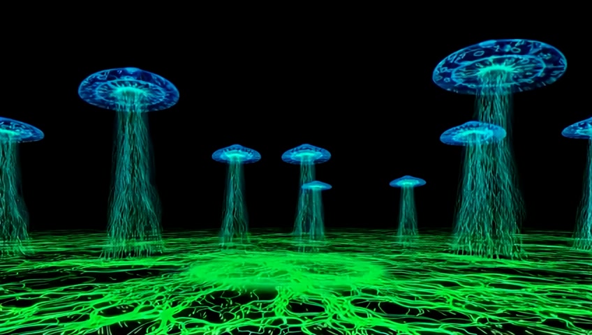 Supercharged Electric Mushroom Circuit Board
The ground transforms into a hyper-detailed, glowing circuitry of neon-green mycelium, stretching out into infinity like a fungal supercomputer pulsing with limitless knowledge. Lightning arcs leap between the caps of towering, electrified mushrooms, their surfaces covered in intricate, glowing runes that reprogram reality itself. Every few seconds, data-spore clusters explode into binary fractals, reshaping the digital fungi-scape into an entirely new configuration of ever-changing neural pathways. The loop is seamless, resetting each time the circuit board completes its cycle of cosmic data transmission.