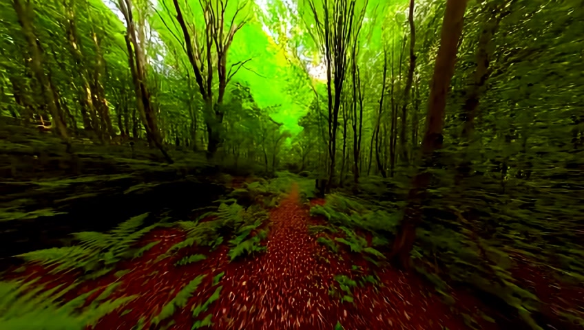 First person view of walking through a forest while an in the middle of an acid trip, side effects start kicking in wildly