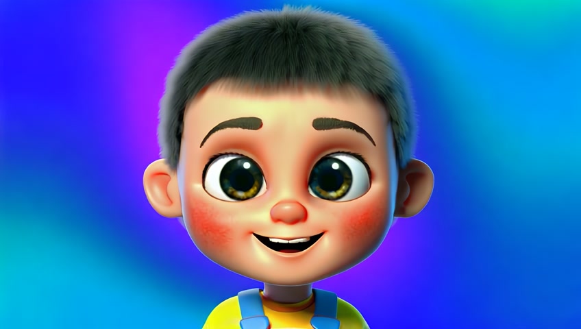 3d cartoon style cute Kids A montage The colors dance and blend slightly.