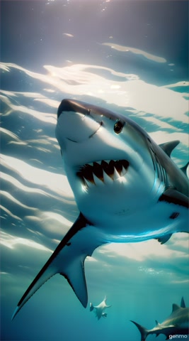 Representa visualmente cómo un tiburón detecta los campos eléctricos generados por una presa, con líneas eléctricas visibles alrededor del pez.