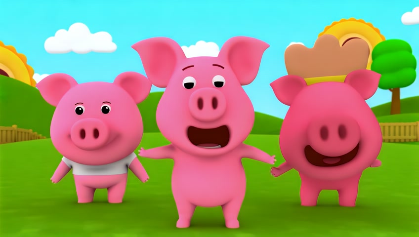 3d cartoon style, A bright, cheerful Peppa, George, Mummy Pig, and Daddy Pig ,The family gathers around as Peppa turns to the screen, winks, and waves!