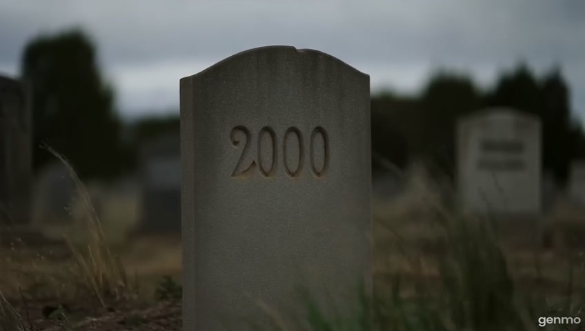 una lapida con una fecha inscrita, 2010 , en un cementerio de tierra , en un dia nublado , al verla me acerco despacio