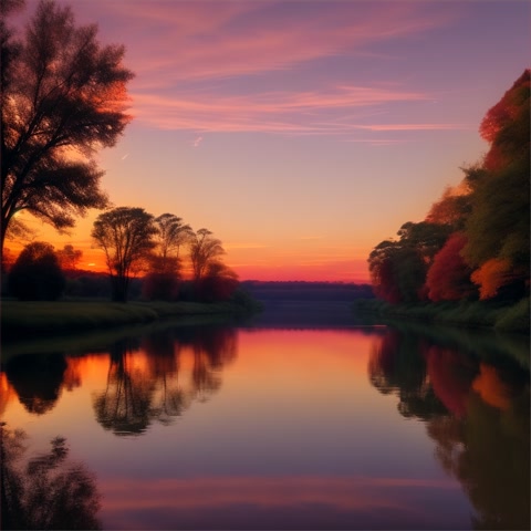 sunset over the river