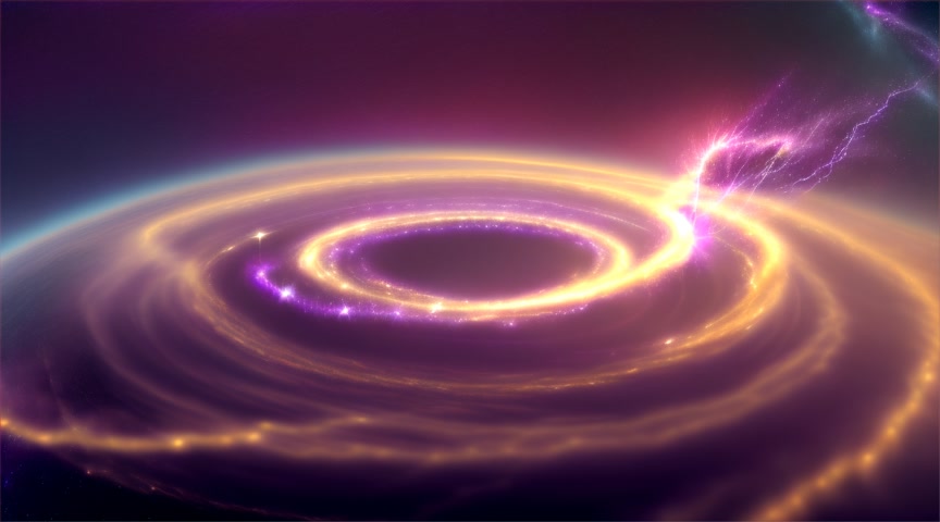 In the distance, standing up on a floating cloud, waving and turning around, with gold lightening strikes, a real life happy lord god blue Vishnu blue man standing turning around and slowly waving. Set on a background of dark purple, a star filled galaxy vortex.