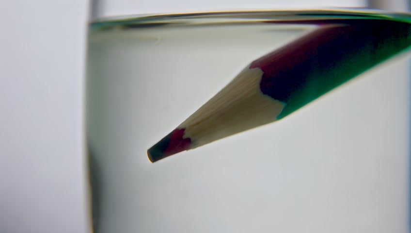 A pencil in the water looks bent.