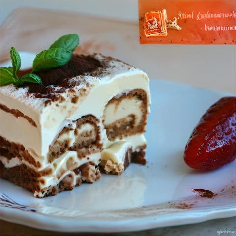 cacao pouring on tiramisu