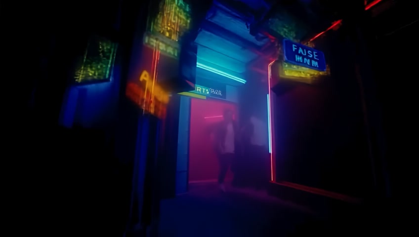 Opening Shot:
Camera pans through a dark, neon-lit alley in Mexico City — glowing street signs flicker in Spanish and digital glitch. A mariachi guitar riff echoes from inside a futuristic underground club.

Cut to Inside:
Thick smoke, red and teal strobe lights. A woman in a black charro outfit with glowing embroidery stands at the center of a circle of dancers. Her hat casts a shadow over her eyes. She strums an acoustic guitar — the rhythm is sharp, syncopated with the bass.
