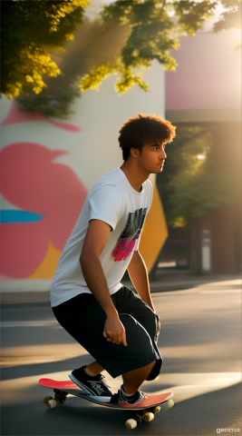 A man spins on a skateboard