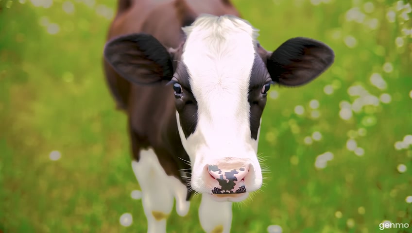 一隻可愛的乳牛單腳站立準備跳芭蕾舞