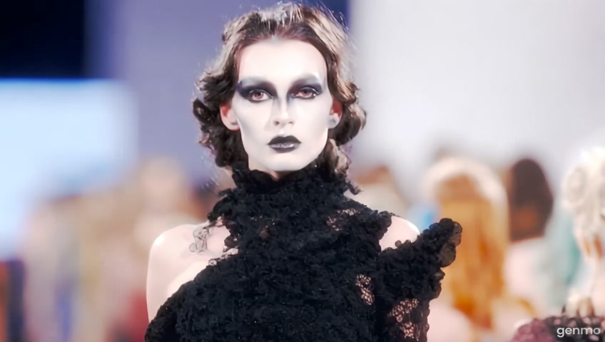 Goth woman modeling in fashion parade