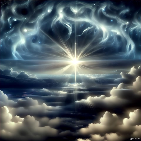 beautiful brightest star in the night sky above clouds, cinematic, grand shot