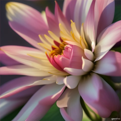 A time-lapse of a flower blooming, petals unfolding to reveal vibrant colors. The camera zooms in to capture the delicate details, symbolizing growth and renewal.