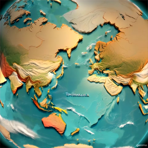 Create a dynamic video showing international cargo transportation between different countries and Russia. The video begins with a world map showing trucks moving from several key countries — the United States, Australia, the United Arab Emirates, and Europe - at the same time. These vehicles are moving along designated routes and are gradually approaching the territory of Russia, symbolizing international trade and logistics. Video file format: MP4. Aspect ratio: 16:9. Frame rate: 30 fps. Video duration: about 10 seconds