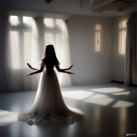 horror intro video woman wear a white cloth and her hair was in front and welcome with namaste
