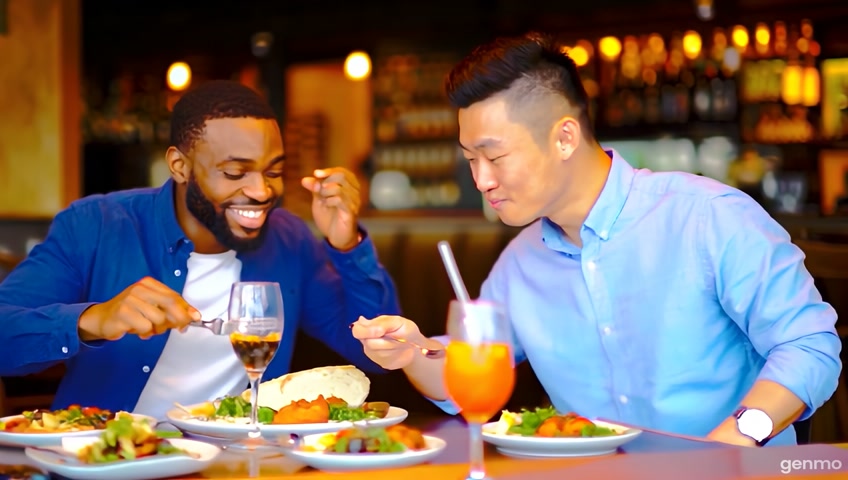 A social media ad that shows Cool dudes eating in a brisbane restaurant