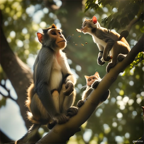 Two cats were fighting for a piece of bread. A clever monkey, seeing the debacle, decided to help them. He told them he'd split the bread into two pieces to be shared equally between them. The cats agreed, but one piece was bigger than the other when he did the split. He took a bite from the bigger piece to make it equal. But this time, the other piece was bigger. This went on for a while until, in the end, the monkey ate up the whole bread. The monkey went home, leaving behind two hungry, angry cats.
Lesson to be learned: When two people fight, the third one always gets the profit