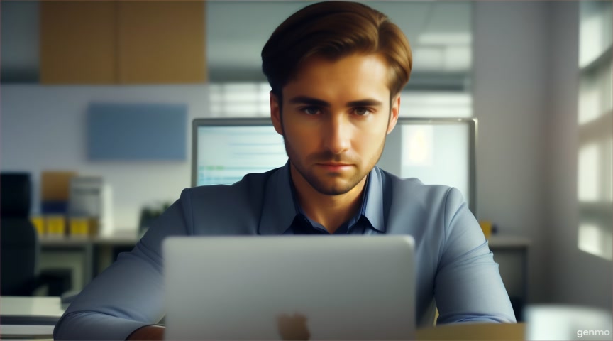 man typing intensely at work