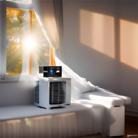 Create a video, it's hot outside, it's very hot in the house and then the CENTEK air conditioner turns on and winter comes in the house