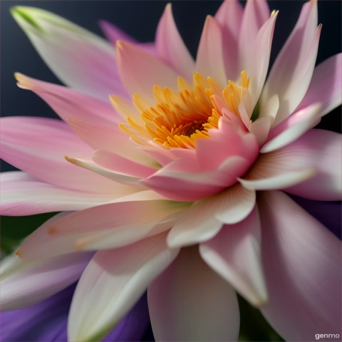 A time-lapse of a flower blooming, petals unfolding to reveal vibrant colors. The camera zooms in to capture the delicate details, symbolizing growth and renewal.