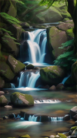 a slow waterfall in a nice relaxing scenery. The video should be relaxing and mediative