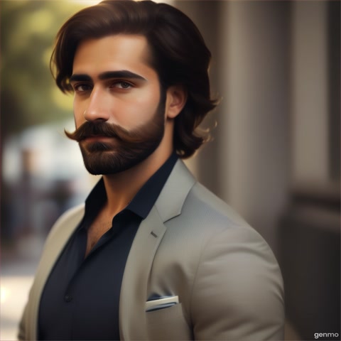 beautiful guy with beard and mustache