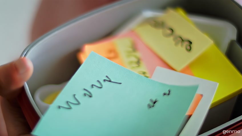 Naresh writes little messages on sticky notes and sticks them in random places, like on Nikhitha's lunchbox or in their notebooks. Nikhitha always smile when they find the notes.

generat