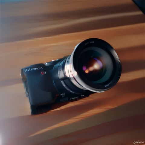 создай видео как стоит фотоаппарат, он меняет объектив, и потом появляется надпись латинскими буквами алимова а