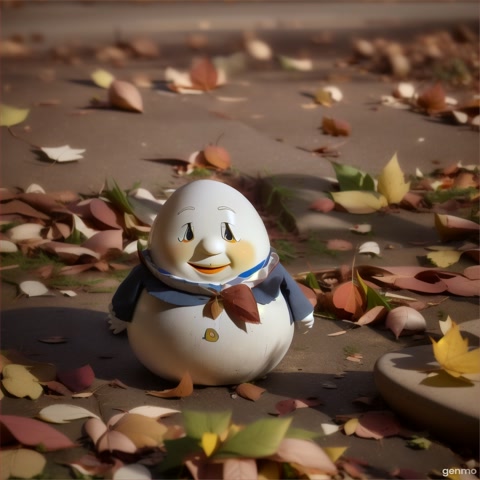 Sad Humpty sits on the ground.