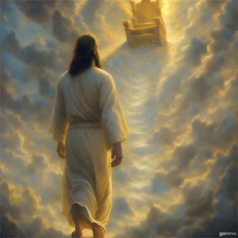 Jesus going towards the throne
