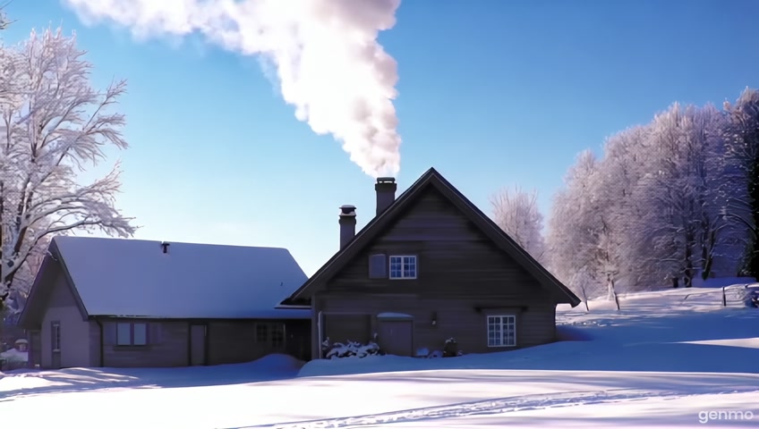 smoke coming out of chimney of country house