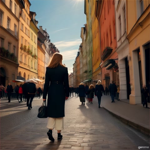 young confident person, walking in the streets on poland