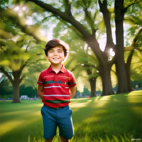 A boy dancing on grass