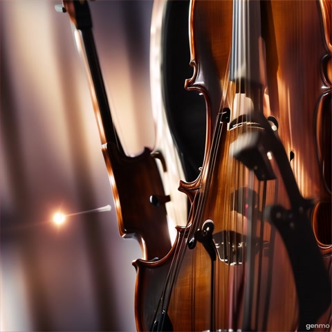 A close-up shot of a violin's strings vibrating as it is played passionately. The camera captures the emotion conveyed through music.