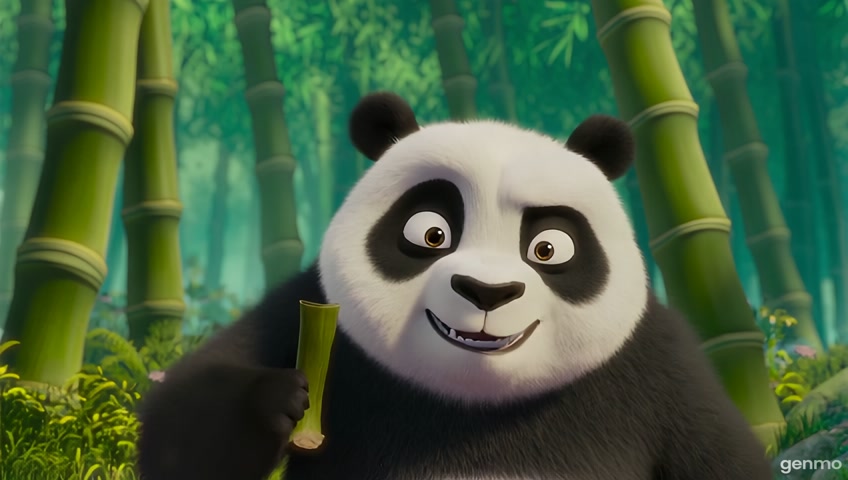 A panda character in a bamboo forest stole bamboo and is running from a huge furious panda and the panda who we will call zaky will say 'Hey im zaky and i stole this from this pandaaaaaaaaaaaa' when he say panda he will be running and the big panda is chasing him