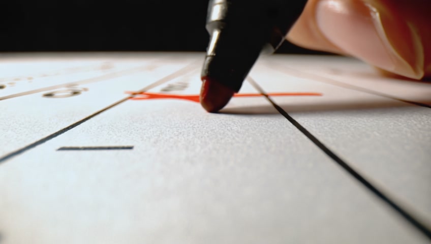 marker draws a red cross in the questionnaire column
