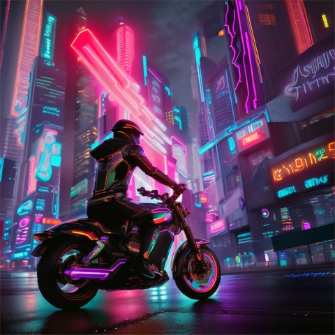 A futuristic man wearing a glowing suit walks through a neon-lit cyberpunk city at night. Flying cars zoom above him, holographic billboards flash in the background. The camera slowly follows him from behind as rain begins to fall, creating a cinematic sci-fi atmosphere. Vertical video shooting camera is located very low, close to ground, angle is wide, camera follows the rider, Night road rain very cool Harley Davidson motorbike is riding very fast on a speed road making its way on different tracks of the road, the wheels are spinning and smoking, on the background the big dark raven is flying in the sky following the rider, in the lightning he is seen, The motorcycle is shaped like a butterfly it rushes past sports cars in animation as the joker. Not playing no games. mystical weather in the background