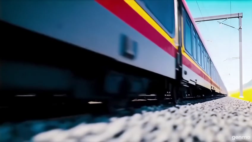 Create a ai video of an animated running train without background