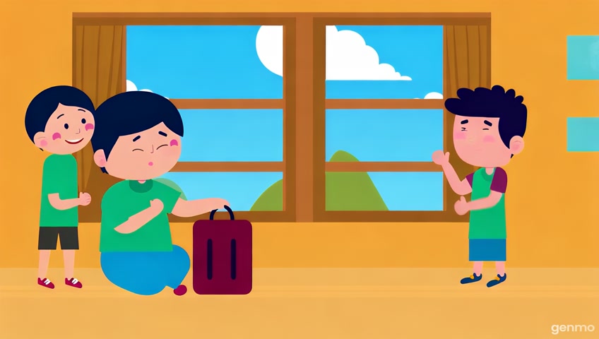 A 2D cartoon emotional short story of a poor boy from a village going to study engineering in Pune.
Scene 1: Show a small, humble village house. A boy, around 18, is packing a small bag. His mother and father, dressed in simple clothes, are teary-eyed. The boy touches their feet before leaving.
Scene 2: Show the boy traveling to Pune by bus. He looks out the window, sad but hopeful.
Scene 3: Arrives in Pune, wanders with a bag on his back, looking at "Room Available" boards. Everything is too expensive.
Scene 4: The boy looks tired and sits on a bench. Suddenly, a friend comes and talks to him cheerfully.
Scene 5: Friend tells him about 'The Engineering Student Stay', a budget-friendly hostel. They go there.
Scene 6: The hostel is clean, vibrant, with happy students around.
Scene 7: The boy smiles, sees a clean room, gets admitted. He sits on the bed, happy and relieved.
Scene 8: Text on screen: "Every dream needs the right place to grow. Welcome to The Engineering Student Stay