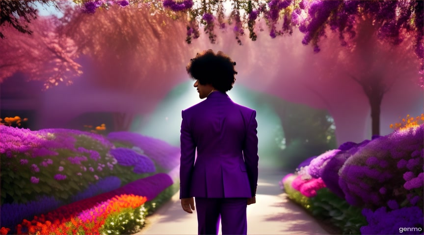 Prince playing in a flower garden
