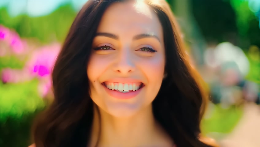 beautiful brunette with a big smile
