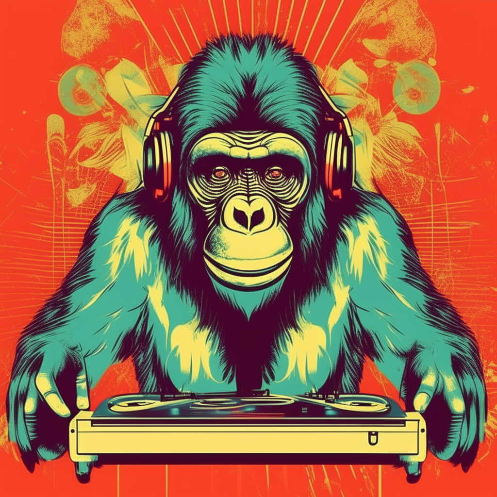 RETRO MEXICAN DJ CHINPANCE OR GORILLA VINTAGE BACKGROUNDS