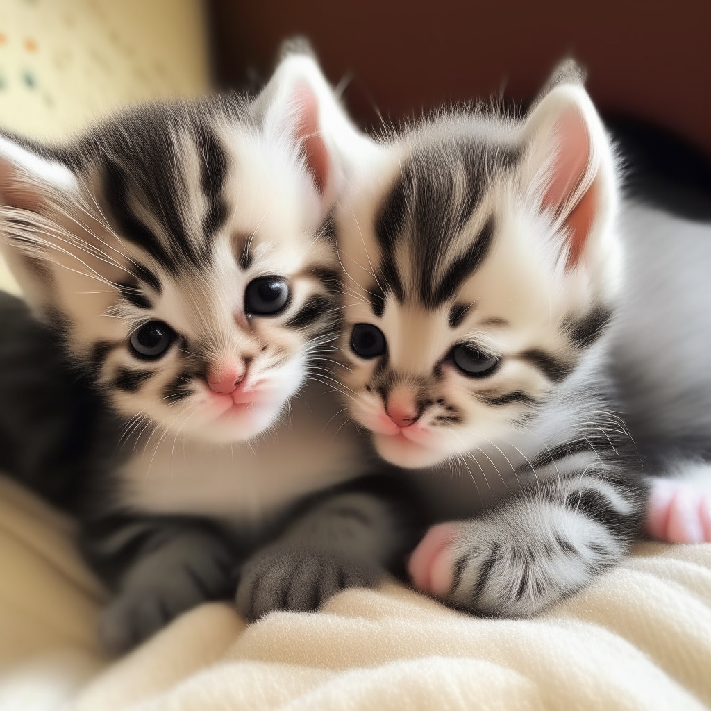 Adorable baby kittens cuddling together