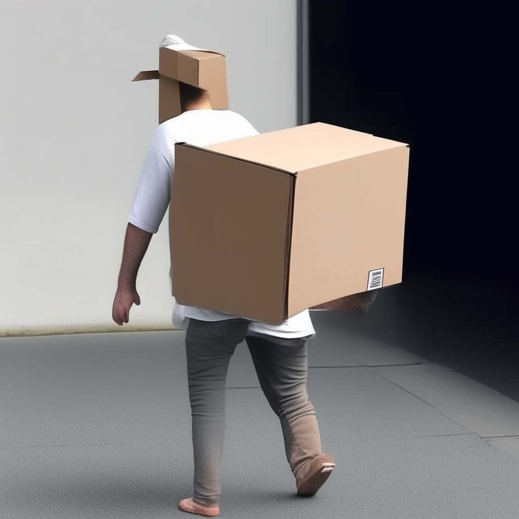 I uploaded an image captioned "a person with a box on their back"