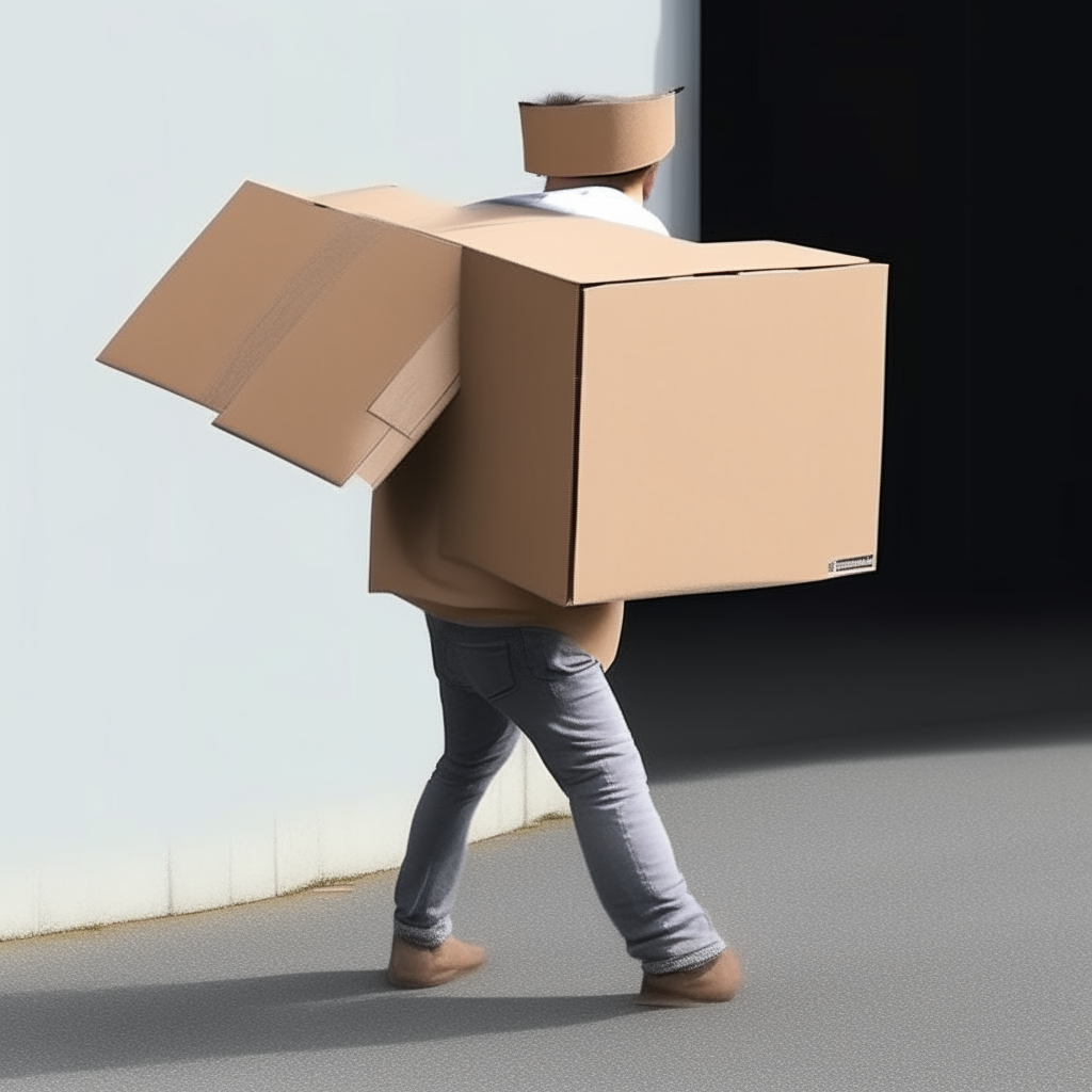 I uploaded an image captioned "a person with a box on their back"