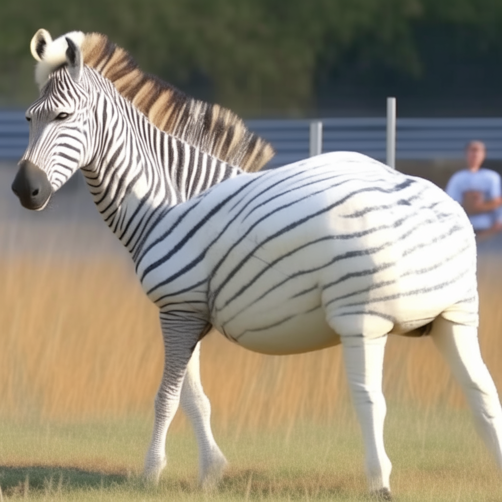 white horse with a zebra on it's back
