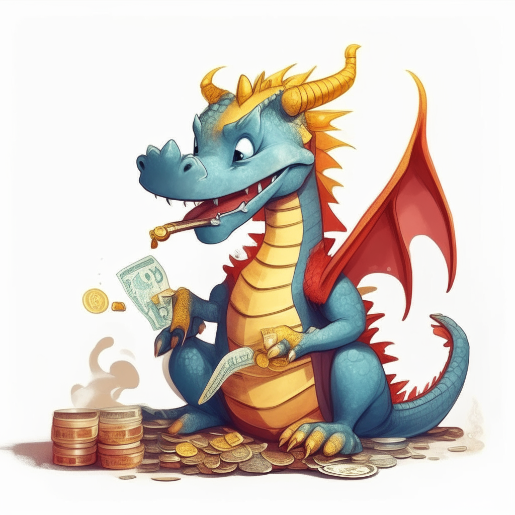 Dragoncito con mucho dinero reparte